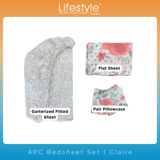 4PC I 3PC I COMFORTER-FITTEDSHEET-PILLOWCASE (JBB SET) I EASY CARE I Lifestyle Pick n Go -Design: CLAIRE