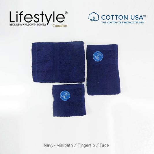 USA COTTON TOWEL Mini Bath Set 22X44inch (1pc Mini bath, 1pc fingertip,1pc face Towel) #1111 Lifestyle by Canadian