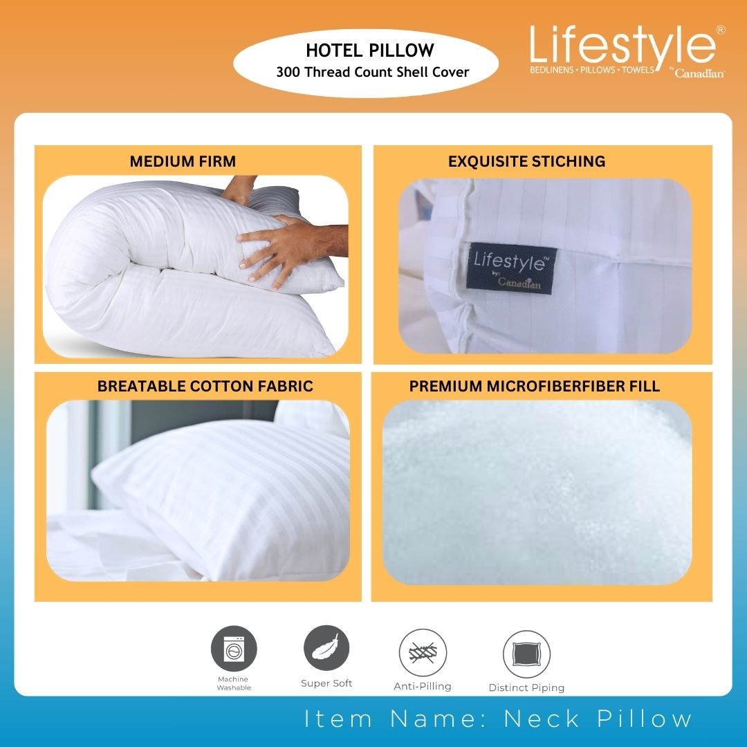 Hotel Neck Pillows - 300 Thread Count Cover Lifestyle by Canadian