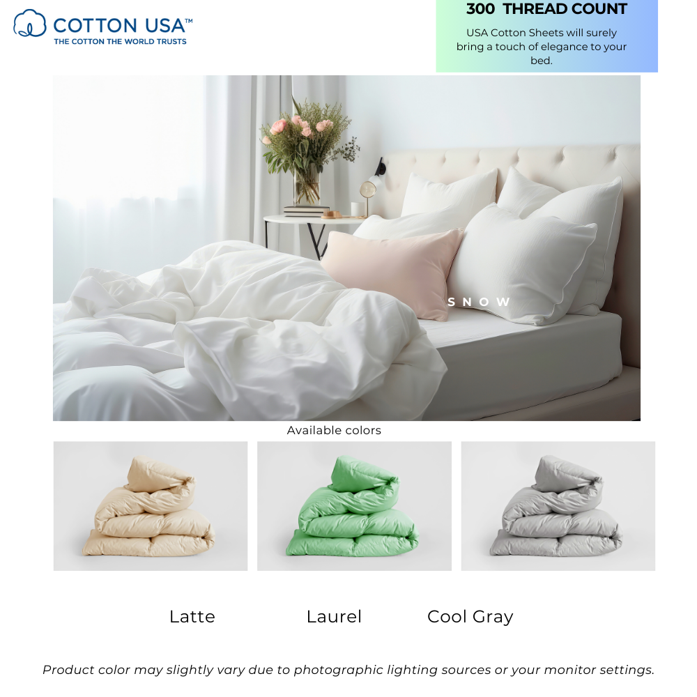 USA Cotton Bedsheet 300Thread Count Plain - Latte Lifestyle by Canadian