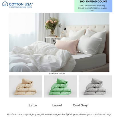 USA Cotton Bedsheet 300Thread Count Plain - Latte Lifestyle by Canadian