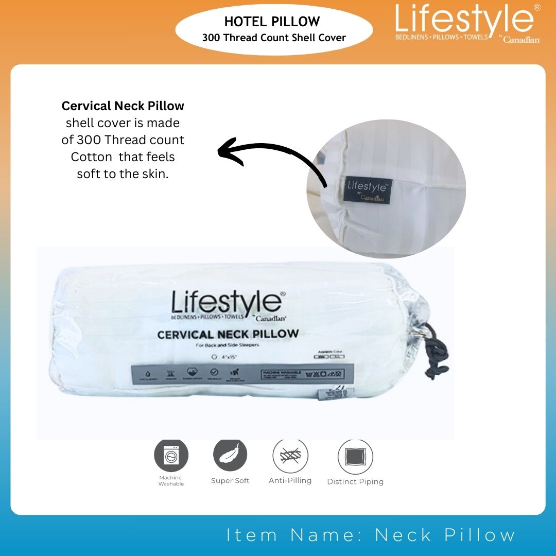 Hotel Neck Pillows - 300 Thread Count Cover Lifestyle by Canadian