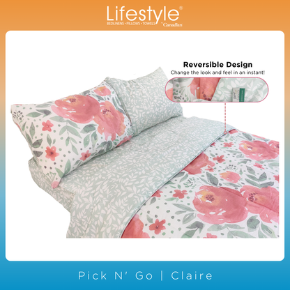 4PC I 3PC I  COMFORTER-FITTEDSHEET-PILLOWCASE (JBB SET) I EASY CARE I Lifestyle Pick n Go -Design: CLAIRE