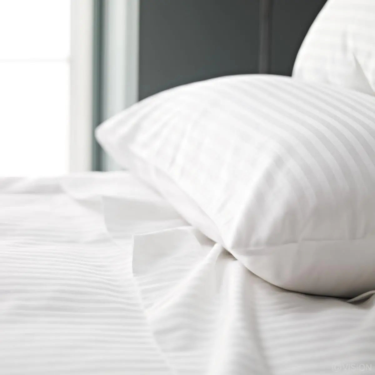 Lifestyle Hotel Whites 250-300TC 100% Combed Cotton Sheet Set 1-cm Stripes Lifestyle by Canadian