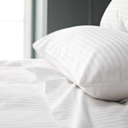 Lifestyle Hotel Whites 250-300TC 100% Combed Cotton Sheet Set 1-cm Stripes Lifestyle by Canadian