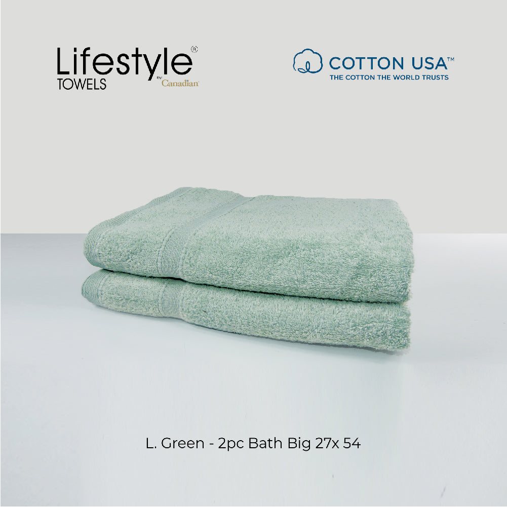 USA COTTON SUPER ABSORBENT TOWEL  2PC. BATH TOWEL SET ( 1111 ) Lifestyle by Canadian