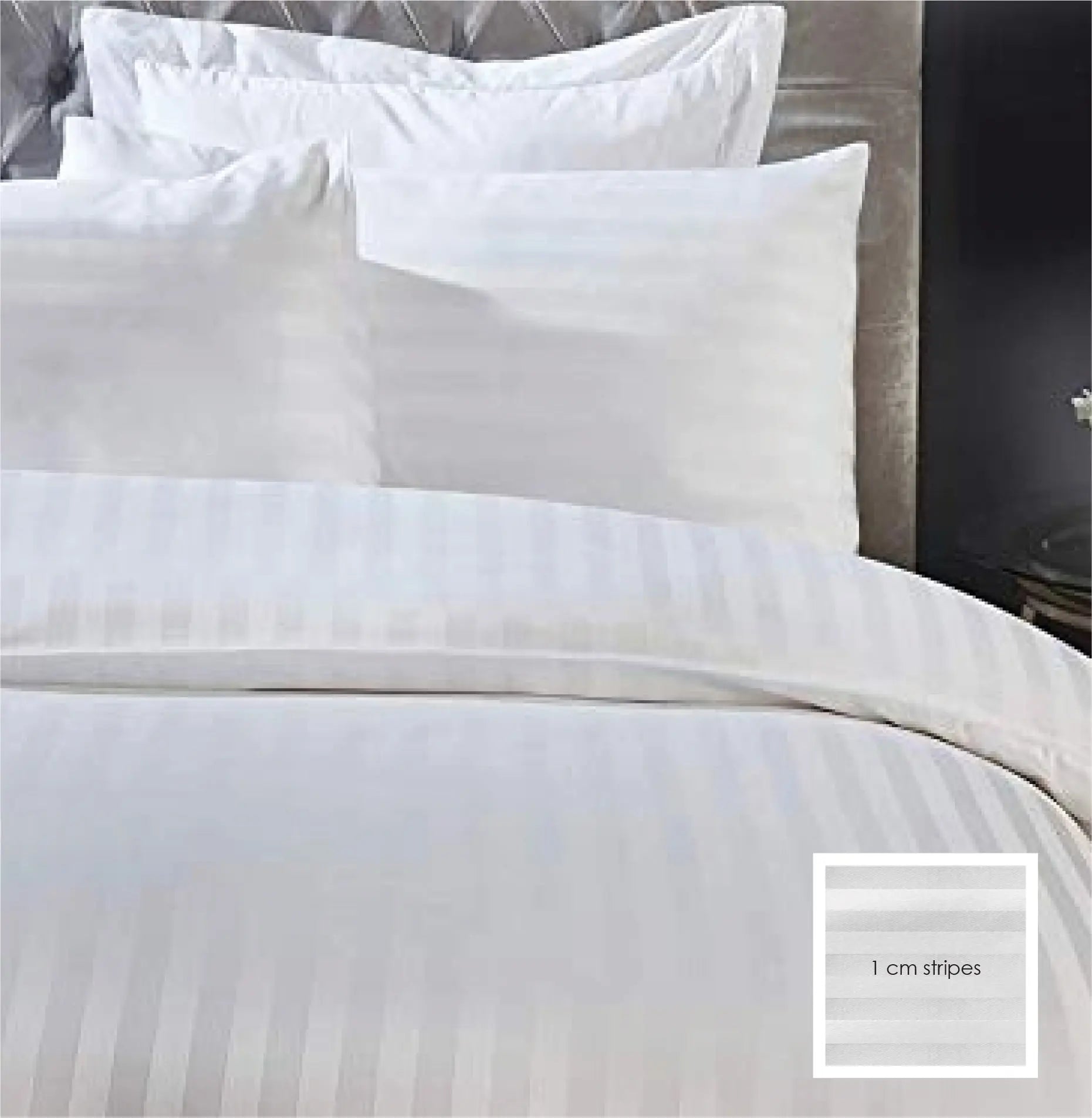 Lifestyle Hotel Whites 250-300TC 100% Combed Cotton Sheet Set 1-cm Stripes Lifestyle by Canadian