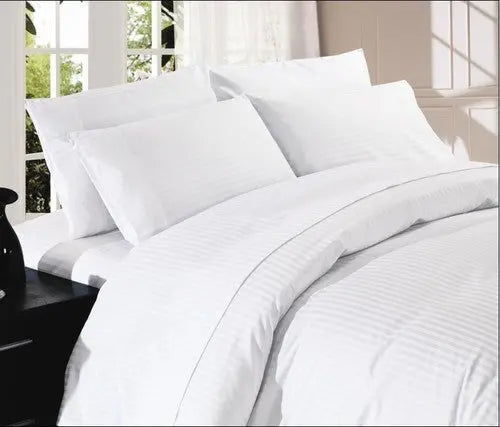 Lifestyle Hotel Whites 250-300TC 100% Combed Cotton Sheet Set 1-cm Stripes Lifestyle by Canadian