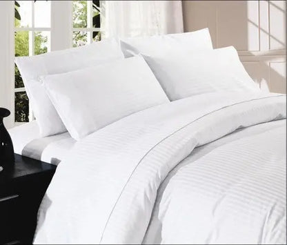 Lifestyle Hotel Whites 250-300TC 100% Combed Cotton Sheet Set 1-cm Stripes Lifestyle by Canadian